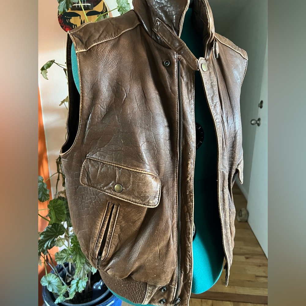 Vintage Brown Leather Vest